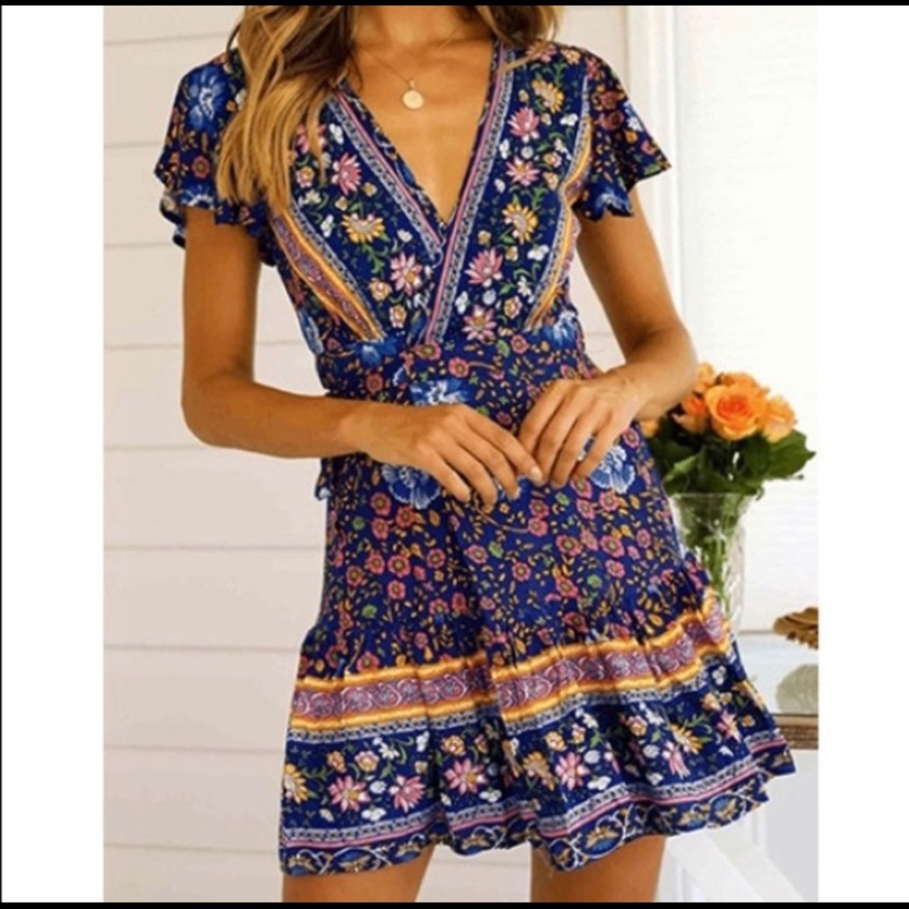 Feminine multi color floral dress